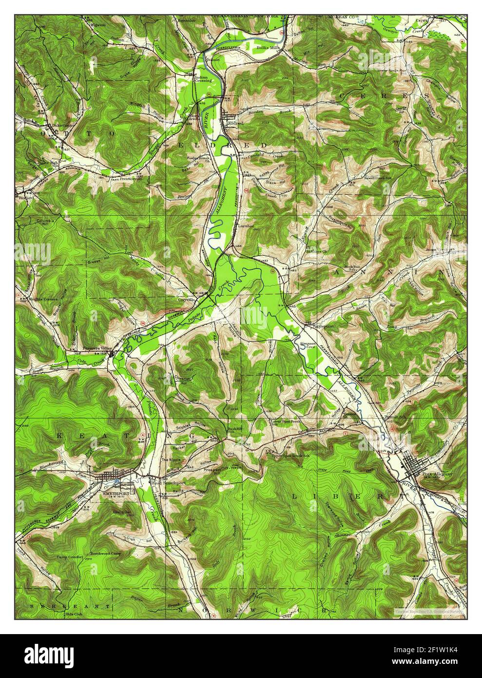 Smethport, Pennsylvania, map 1933, 1:62500, United States of America by Timeless Maps, data U.S. Geological Survey Stock Photo