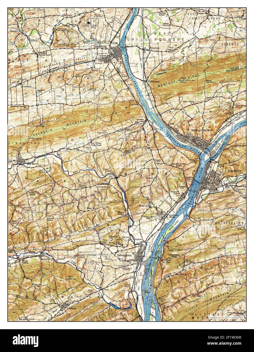 Sunbury, Pennsylvania, map 1943, 162500, United States of America by