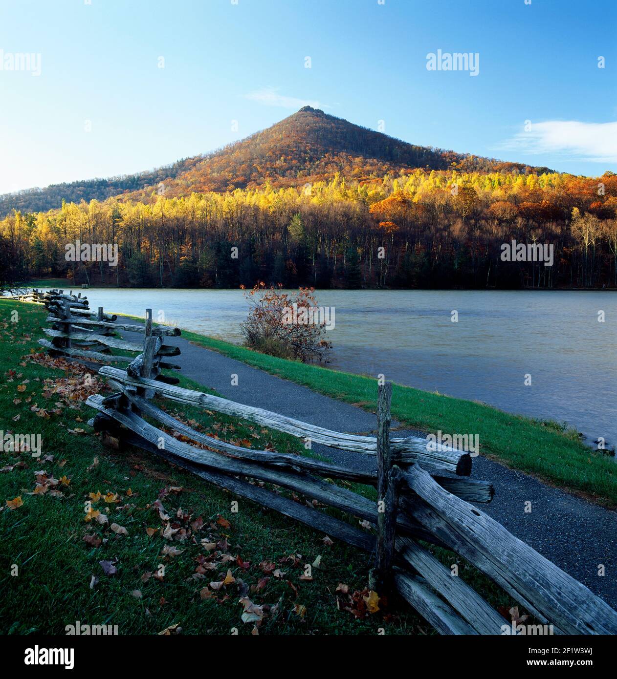 Peaks of Otter in autumn foliage; Blue Ridge Mountains, Virginia; USA Stock Photo
