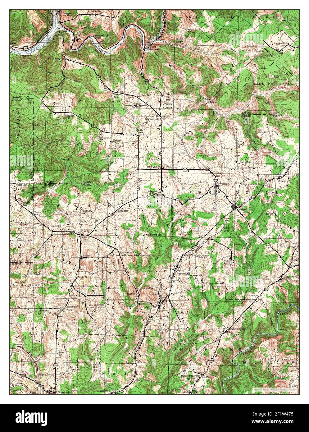 Tionesta, Pennsylvania, map 1946, 1:62500, United States of America by Timeless Maps, data U.S. Geological Survey Stock Photo