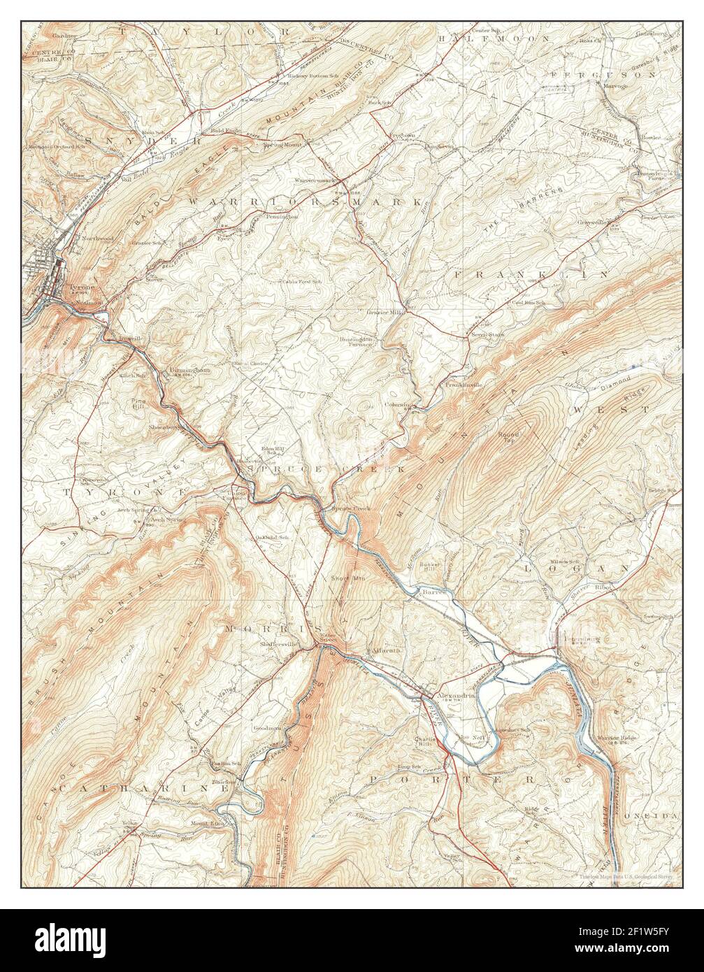 Tyrone, Pennsylvania, map 1933, 1:62500, United States of America by Timeless Maps, data U.S. Geological Survey Stock Photo