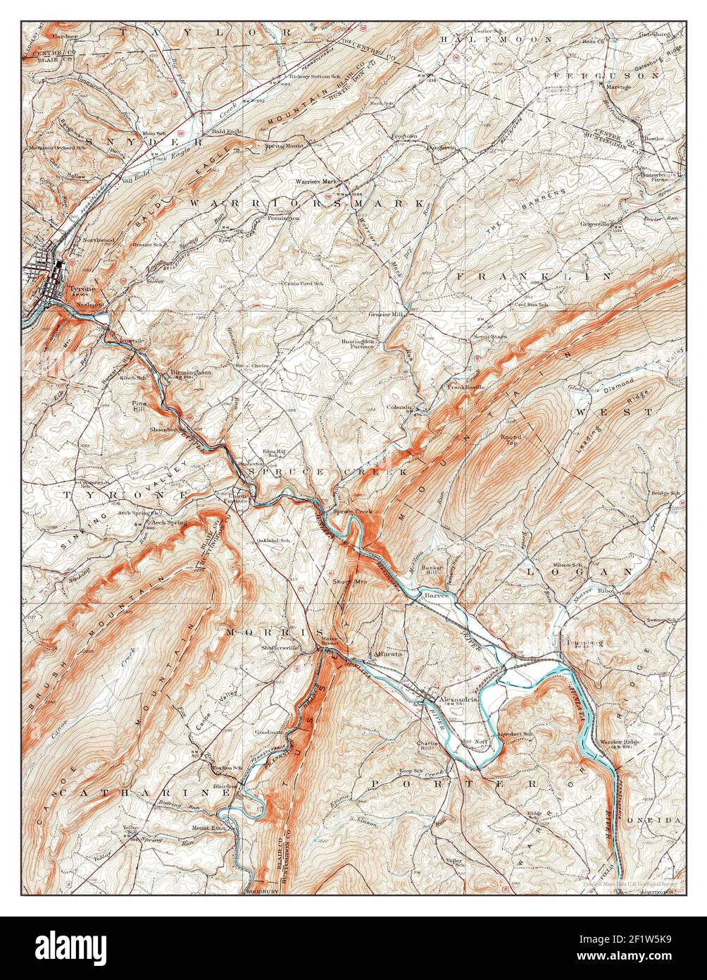 Tyrone, Pennsylvania, map 1929, 1:62500, United States of America by Timeless Maps, data U.S. Geological Survey Stock Photo