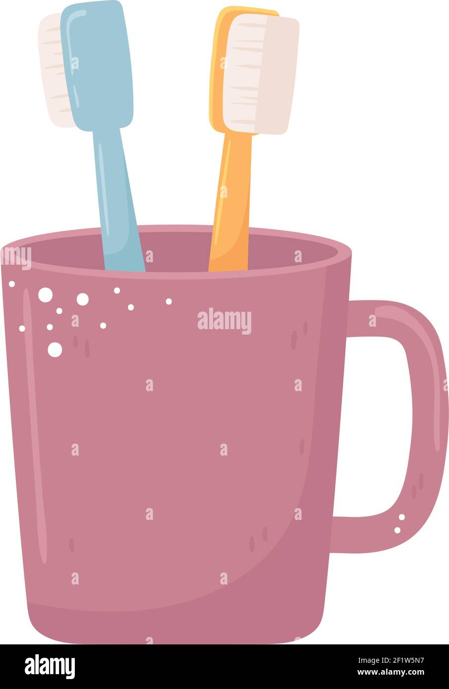 toothbrushes in cup oral hygiene Stock Vector