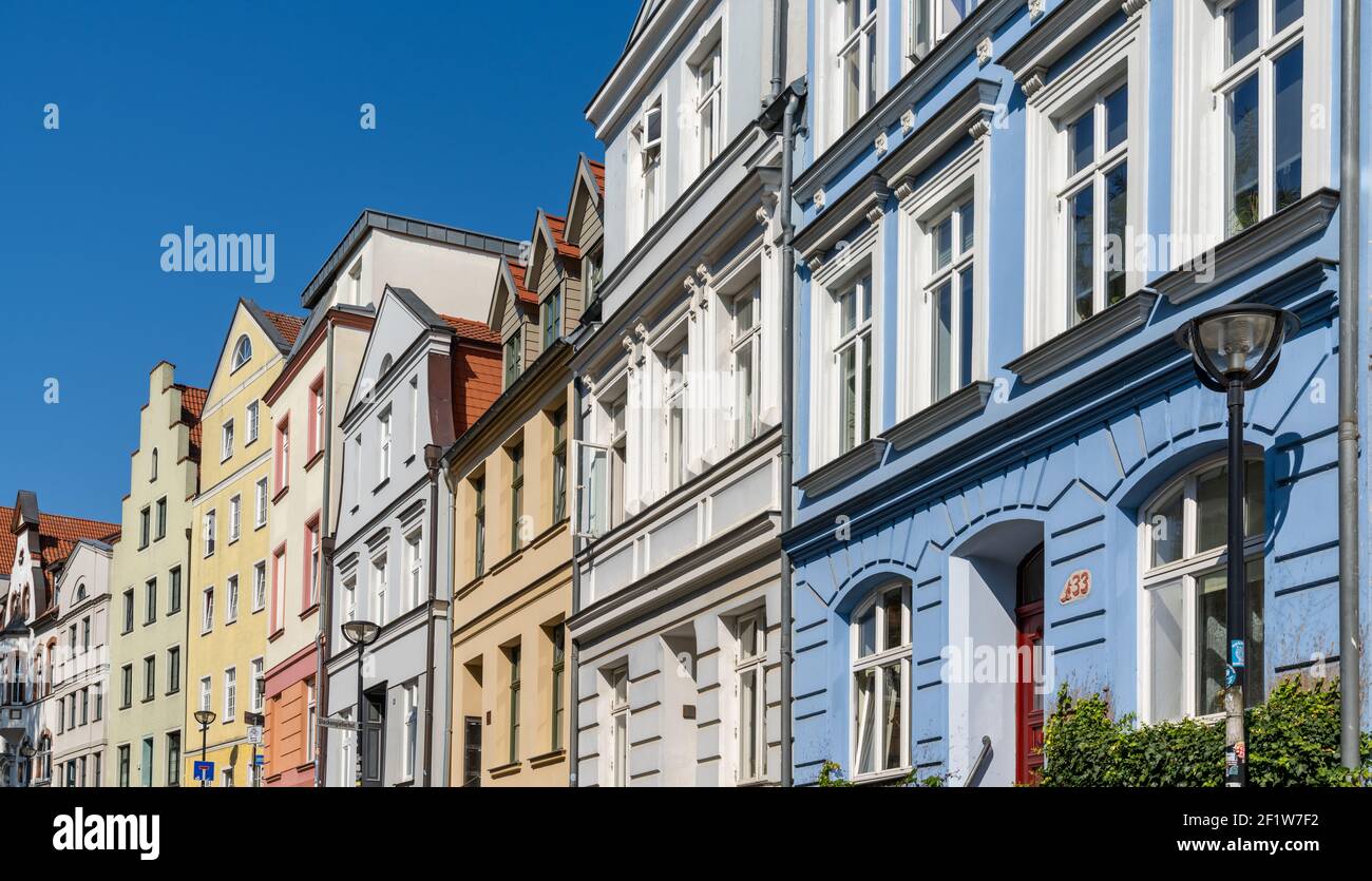 Colorful old houses in the old city of Rostock Stock Photo - Alamy