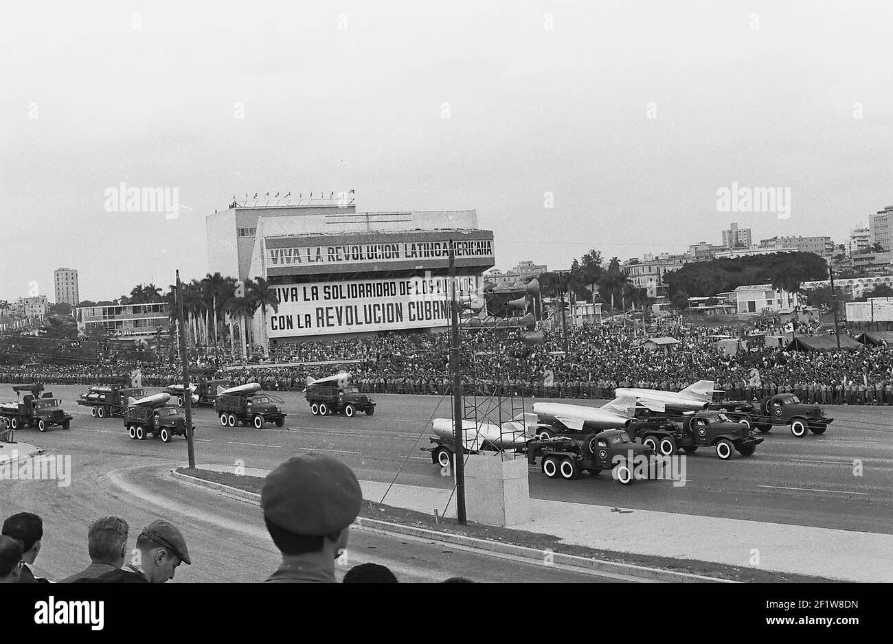 Fighter planes, military parade, Havana (Cuba : Province), Havana (Cuba), Cuba, 1963. From the Deena Stryker photographs collection. () Stock Photo