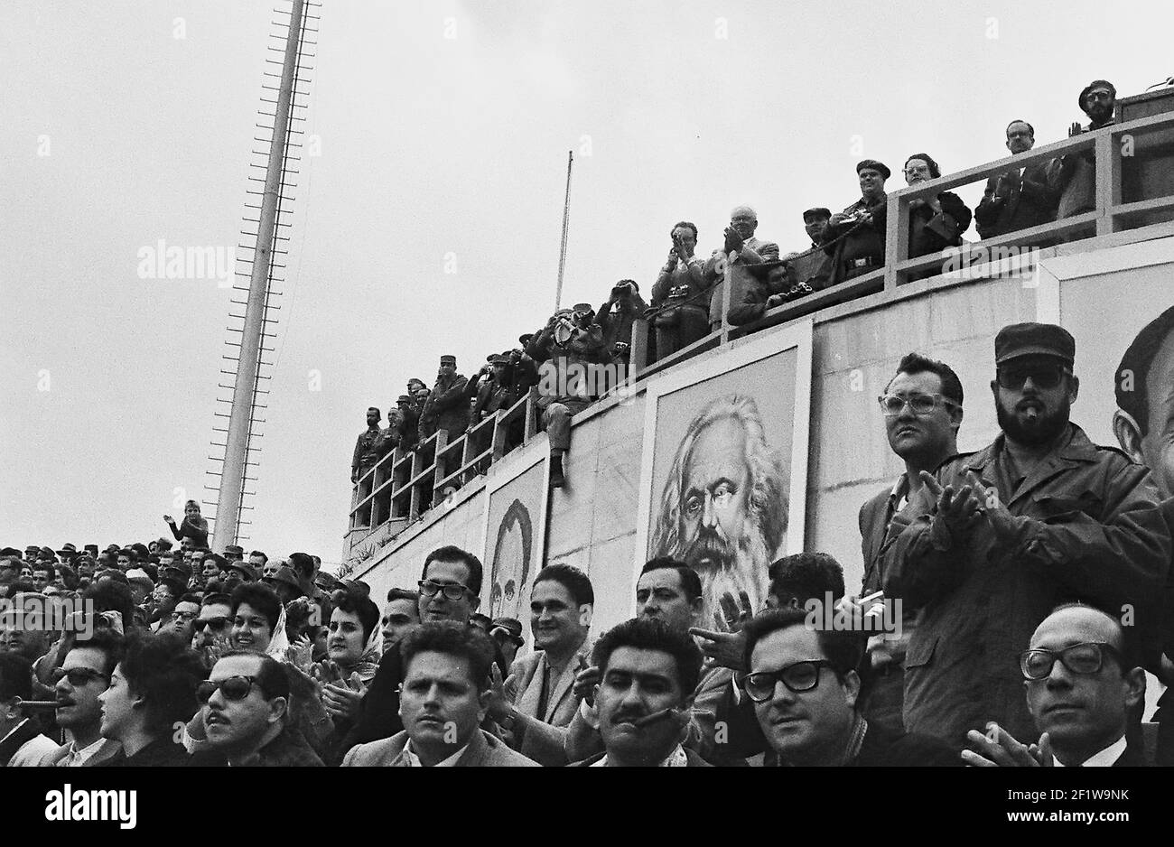 Speaker's podium, military parade, Havana (Cuba : Province), Havana (Cuba), Cuba, 1963. From the Deena Stryker photographs collection. () Stock Photo