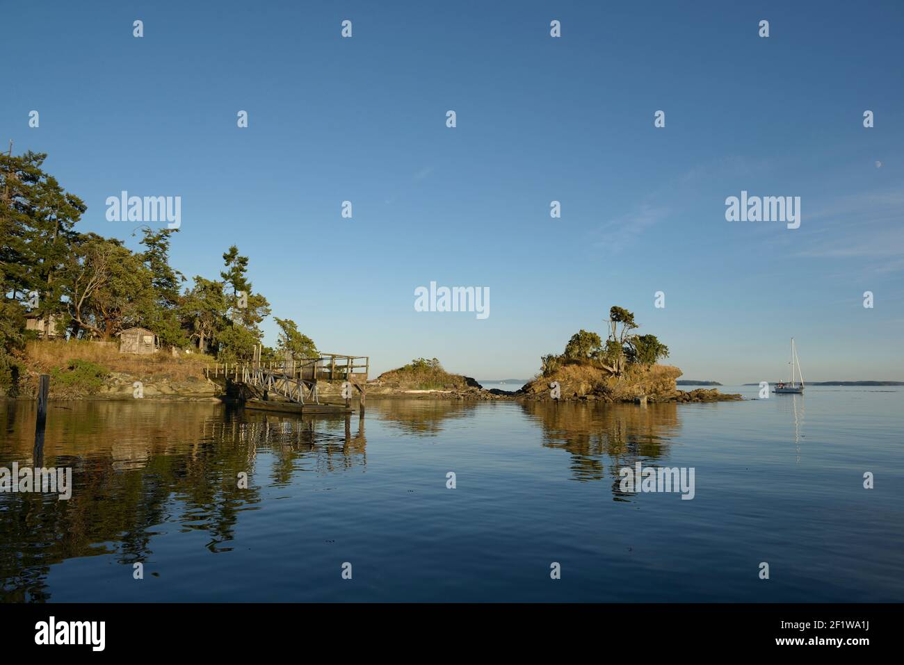 Old wharf in Princess Bay, Portland Island, British Columbia, Canada ...