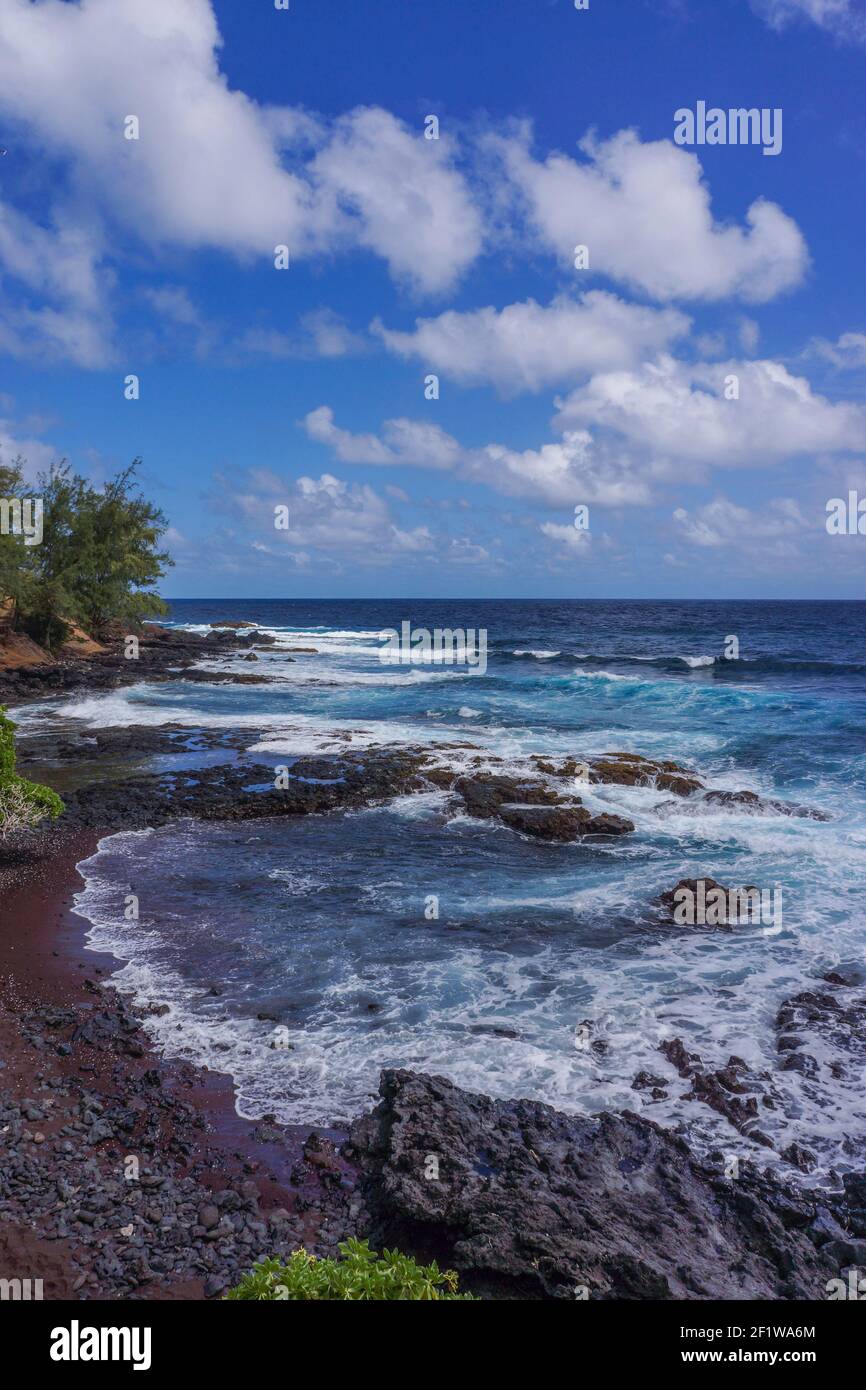 Red sand beach, Kaihalulu Beach, Hana, Maui, Hawaii Stock Photo Alamy