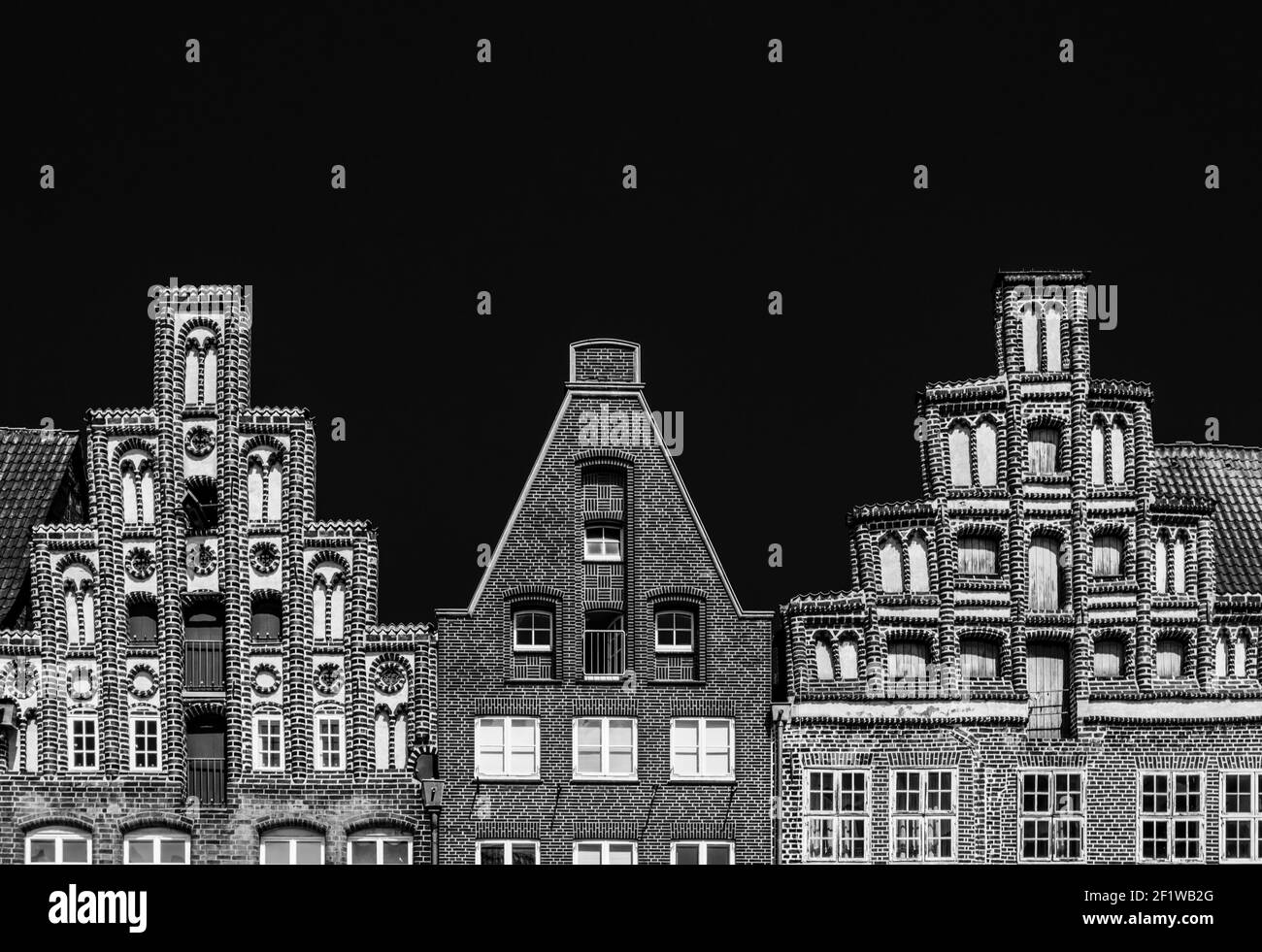 Impressive historic red brick buildings in downtown Lunenburg Stock