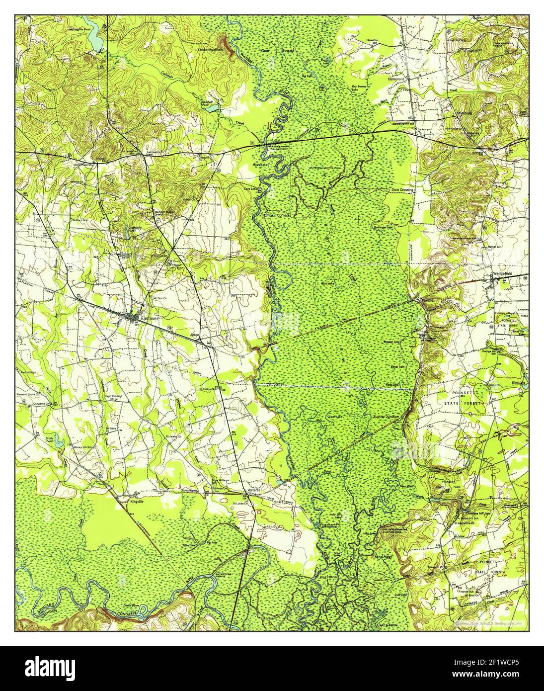 Eastover, South Carolina, map 1943, 1:62500, United States of America by Timeless Maps, data U.S. Geological Survey Stock Photo