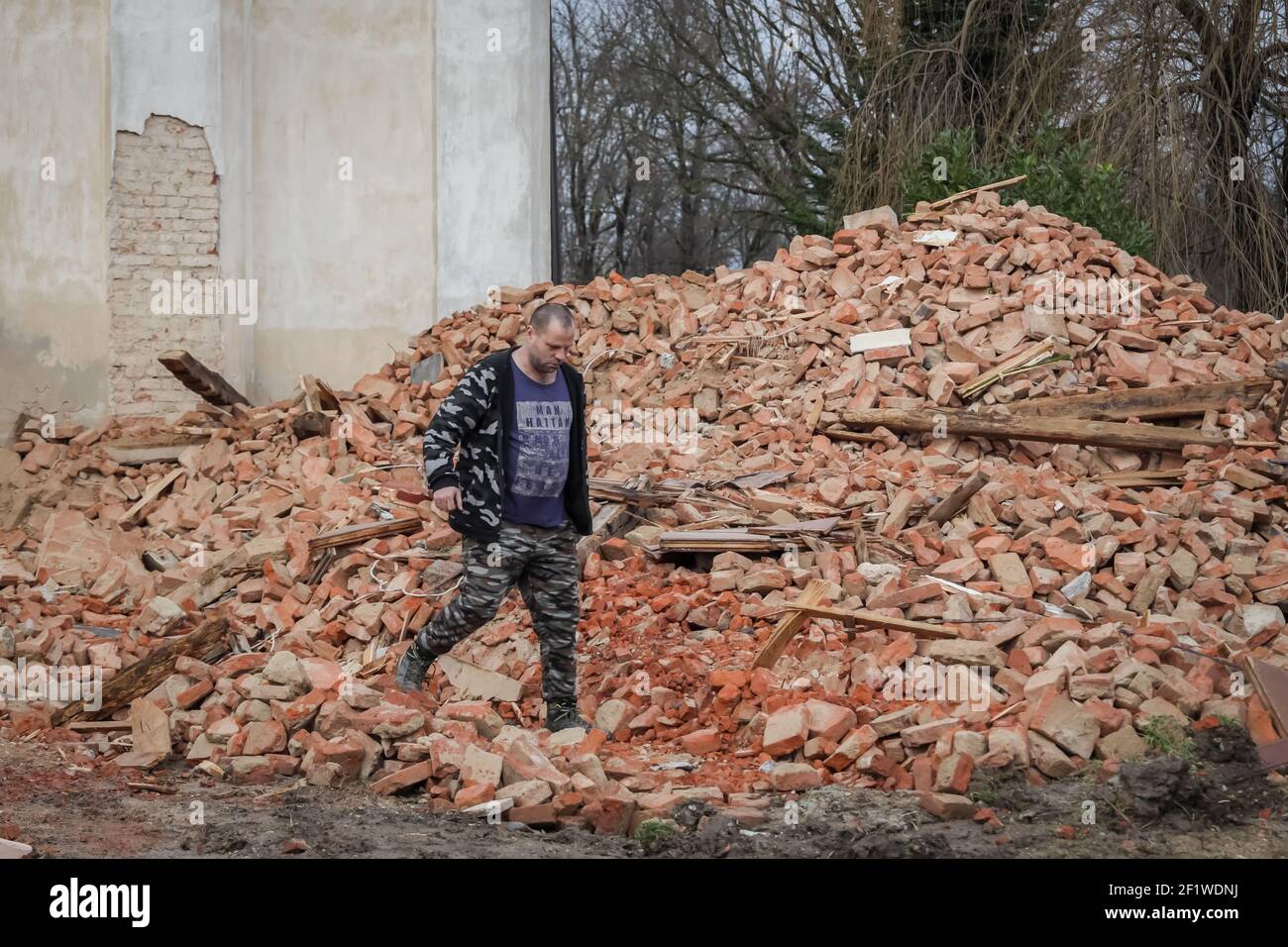 Consequences of yesterday's earthquake in the village of Zazina. A strong earthquake hit Croatia yesterday, the epicenter of the 6.2 magnitude earthqu Stock Photo