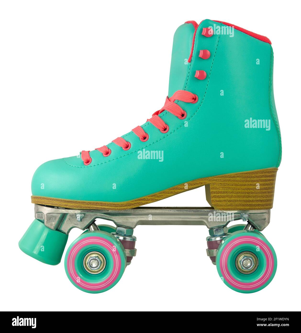 A Brightly Colored Retro Roller Skate Isolated On A White Background Stock Photo