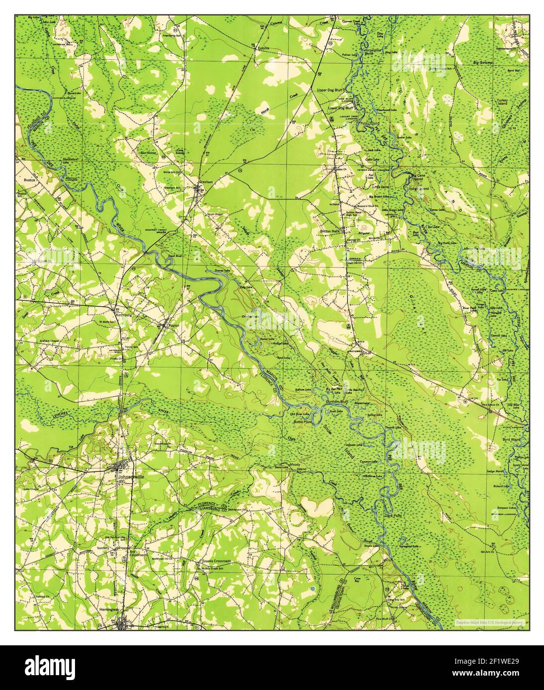 Johnsonville, South Carolina, map 1946, 162500, United States of