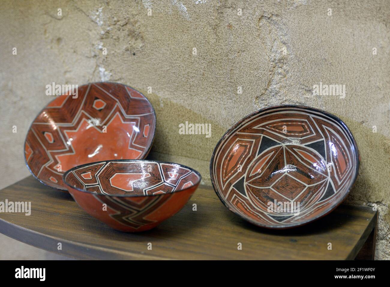 Handcrafted pottery bowls at the Tianguez Cultural Center, Plaza de San