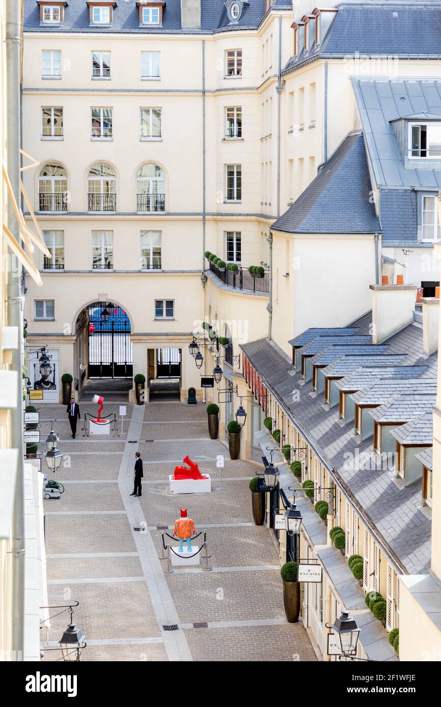 French architecture and shopping courtyard -Village Royal, near Place de la Concorde, Paris, Ile-de-France, France Stock Photo