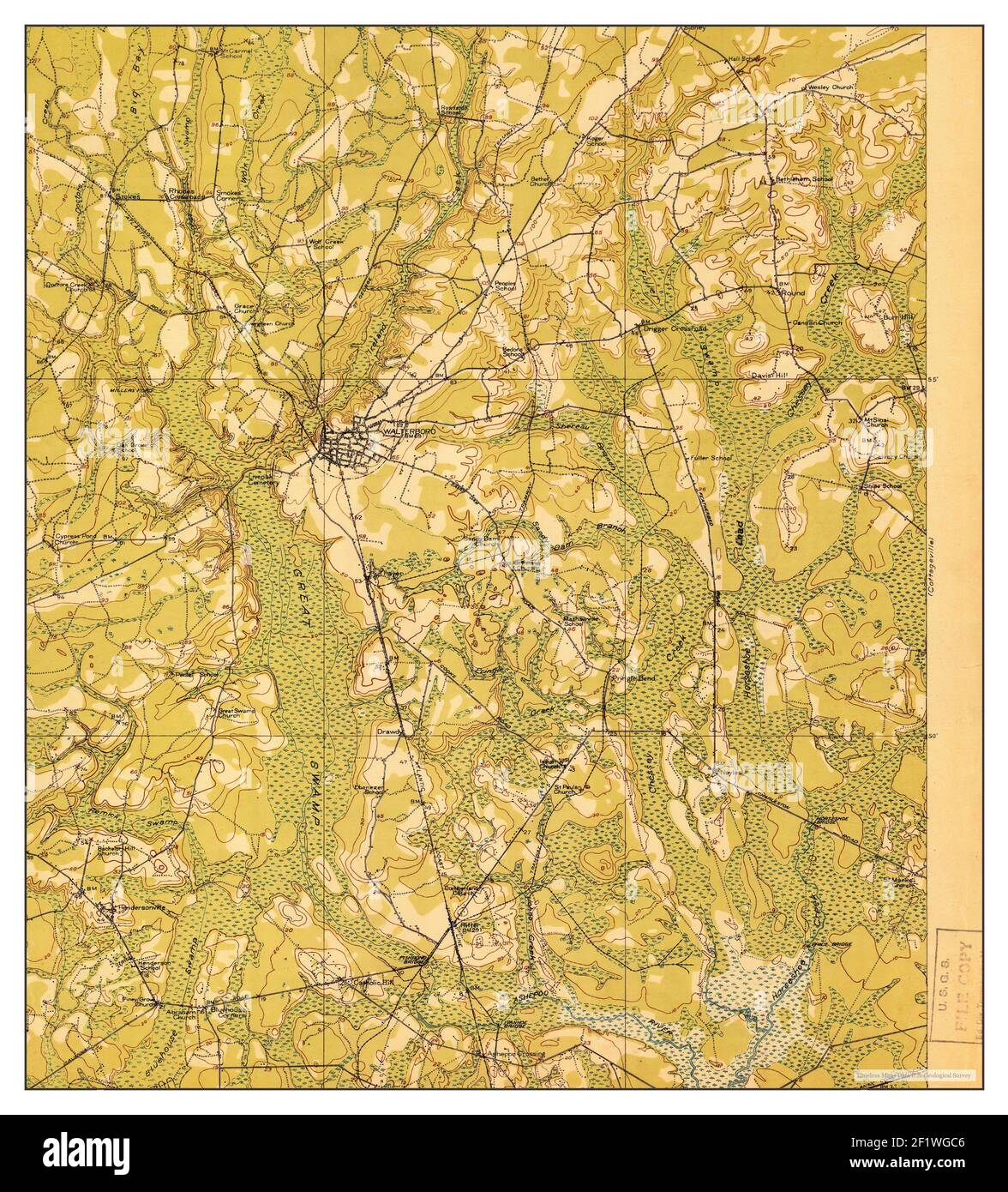 Walterboro, South Carolina, map 1918, 1:62500, United States of America by Timeless Maps, data U.S. Geological Survey Stock Photo