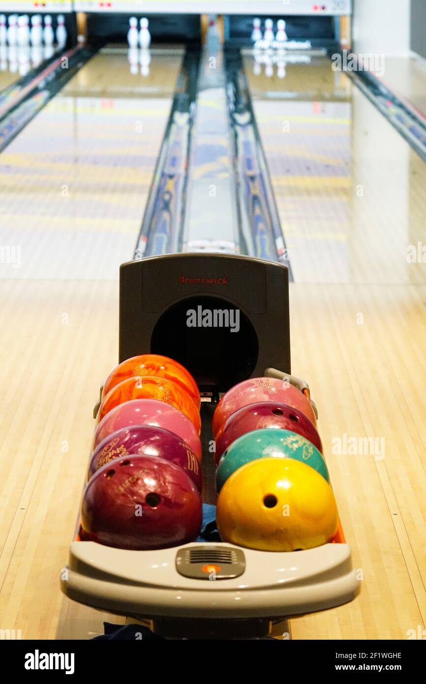Image of bowling game and the bowling lane Stock Photo Alamy