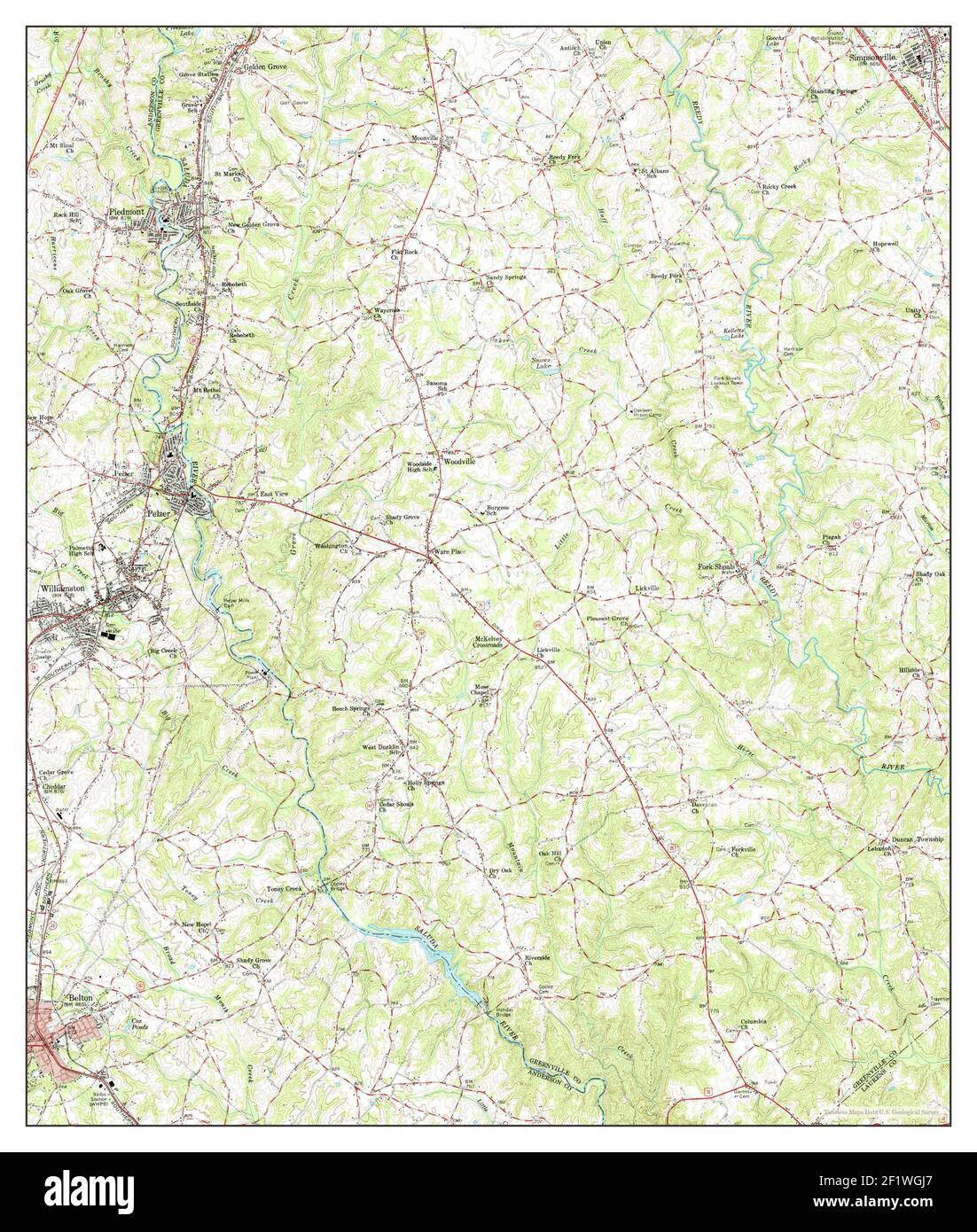 Williamston, South Carolina, map 1957, 162500, United States of