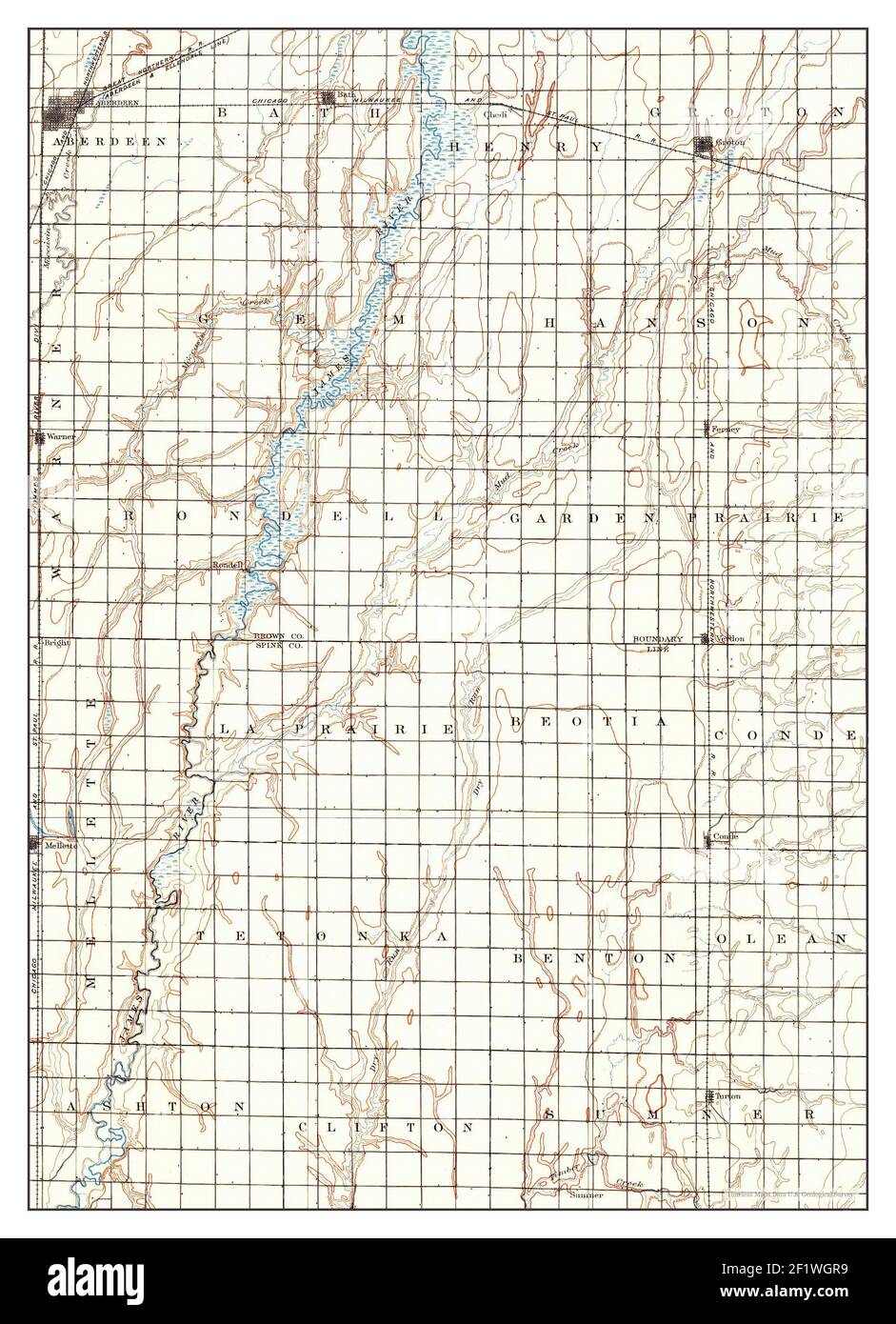 Aberdeen, South Dakota, map 1895, 1125000, United States of America by