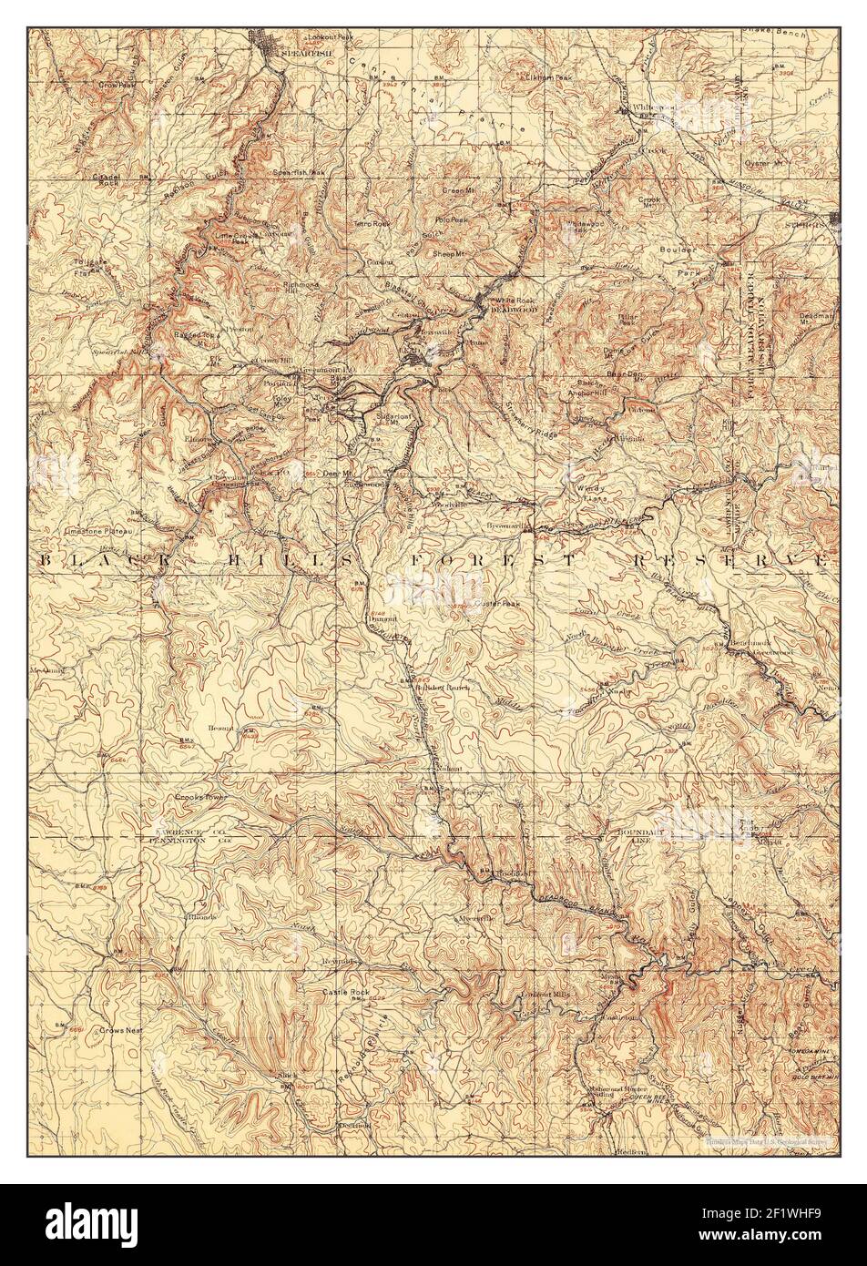 Deadwood, South Dakota, map 1901, 1125000, United States of America by