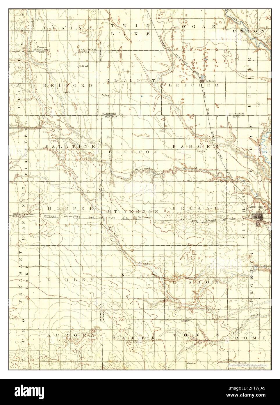 Mitchell, South Dakota, map 1899, 1:125000, United States of America by 