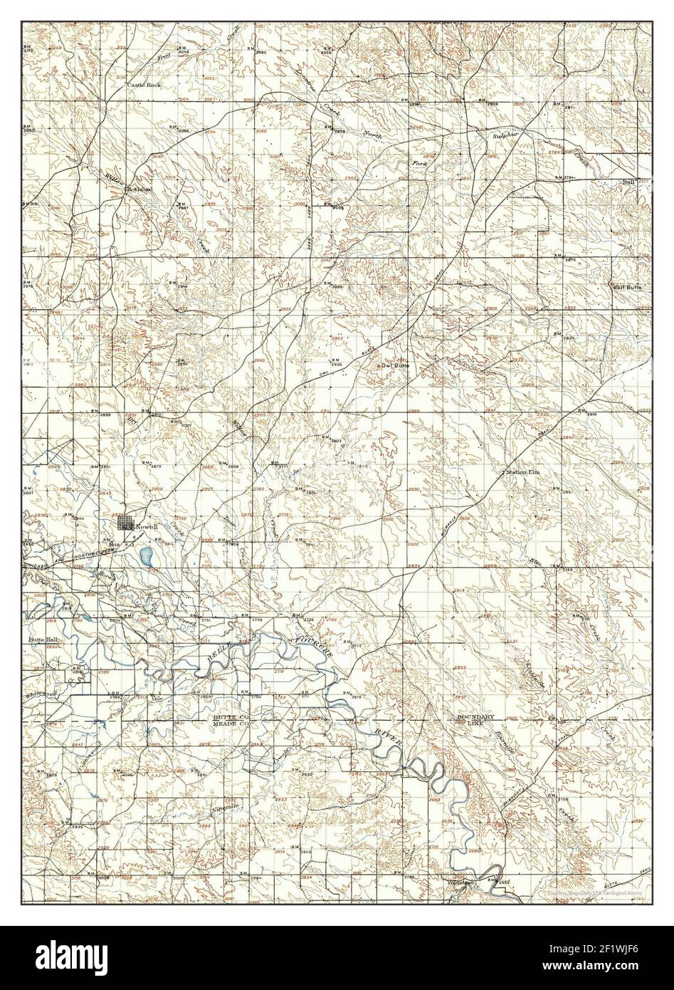 Newell, South Dakota, map 1913, 1125000, United States of America by