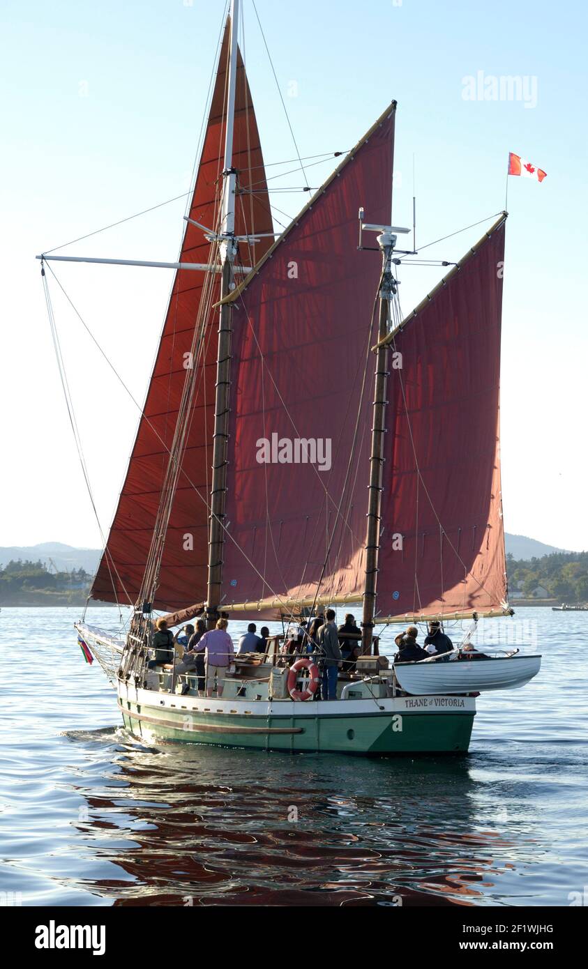 Thane is a 17m (55') OA gaff rigged ketch built in Victoria, BC in 1978. Stock Photo