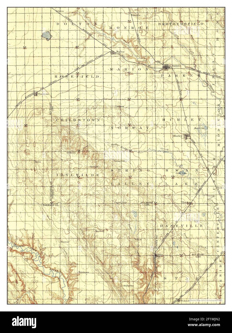 Parker, South Dakota, map 1898, 1125000, United States of America by Timeless Maps, data U.S