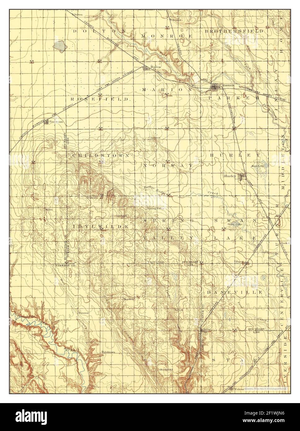 Parker, South Dakota, map 1898, 1125000, United States of America by