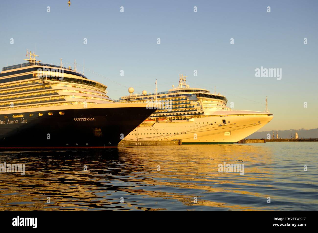 Cruise ships Oosterdam and Golden Princess at Ogden Point in Victoria