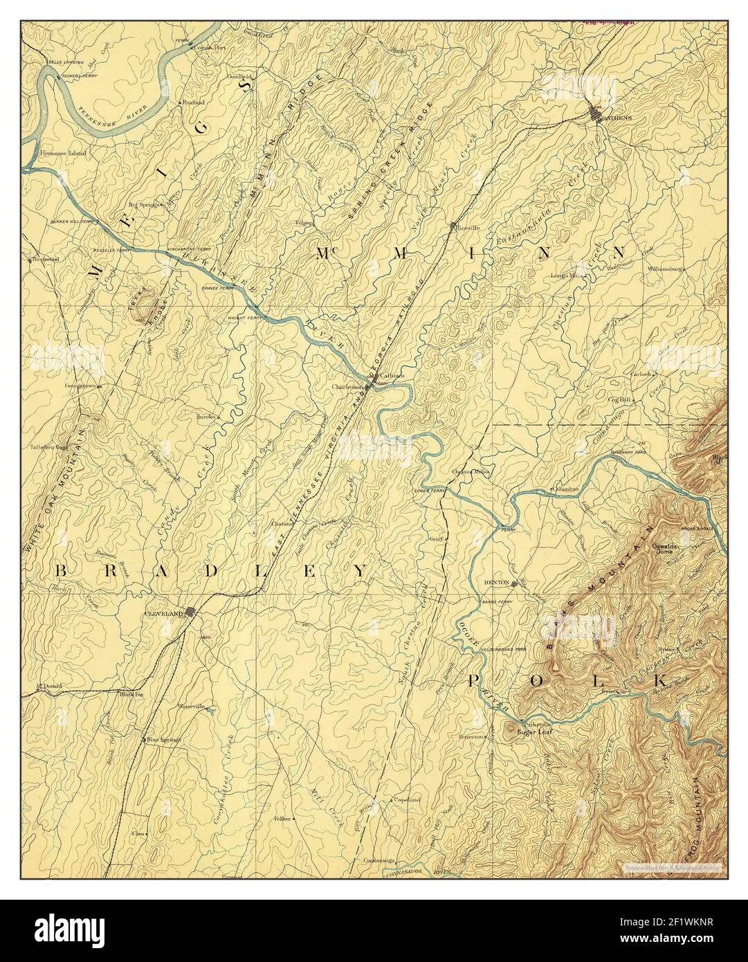Cleveland, Tennessee, map 1886, 1:125000, United States of America by Timeless Maps, data U.S ...