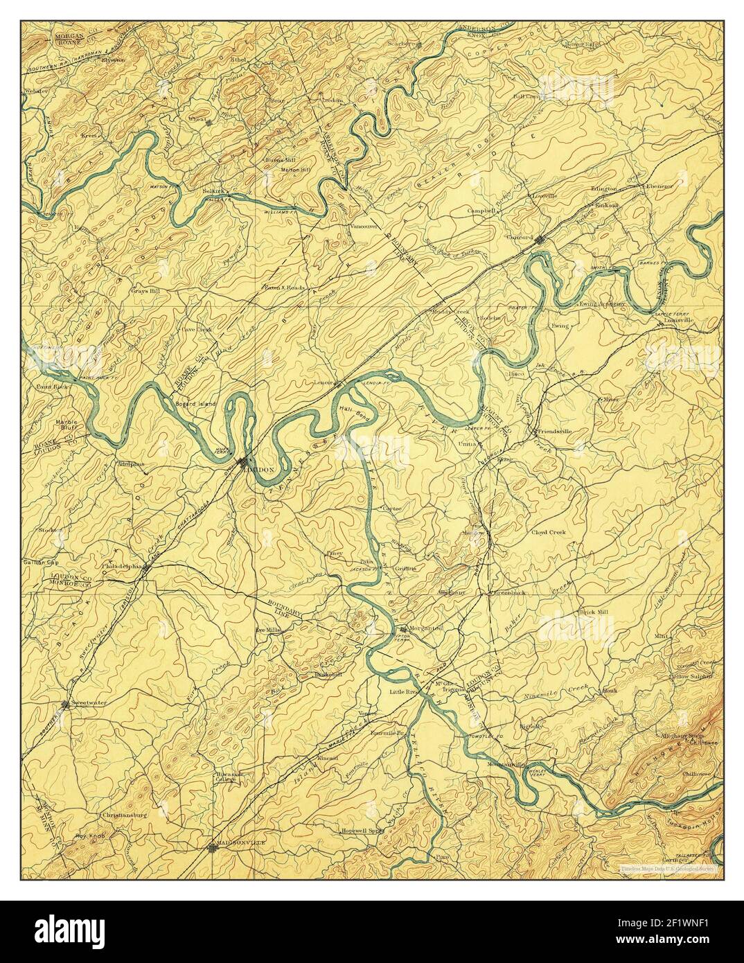 Loudon, Tennessee, map 1895, 1:125000, United States of America by 