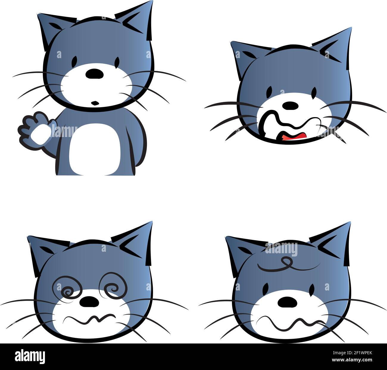 cartoon cat emoji set Stock Photo