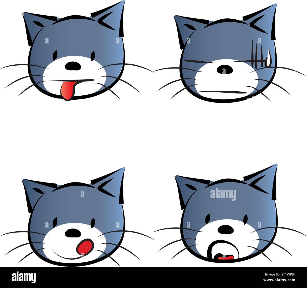 cartoon cat emoji set Stock Photo