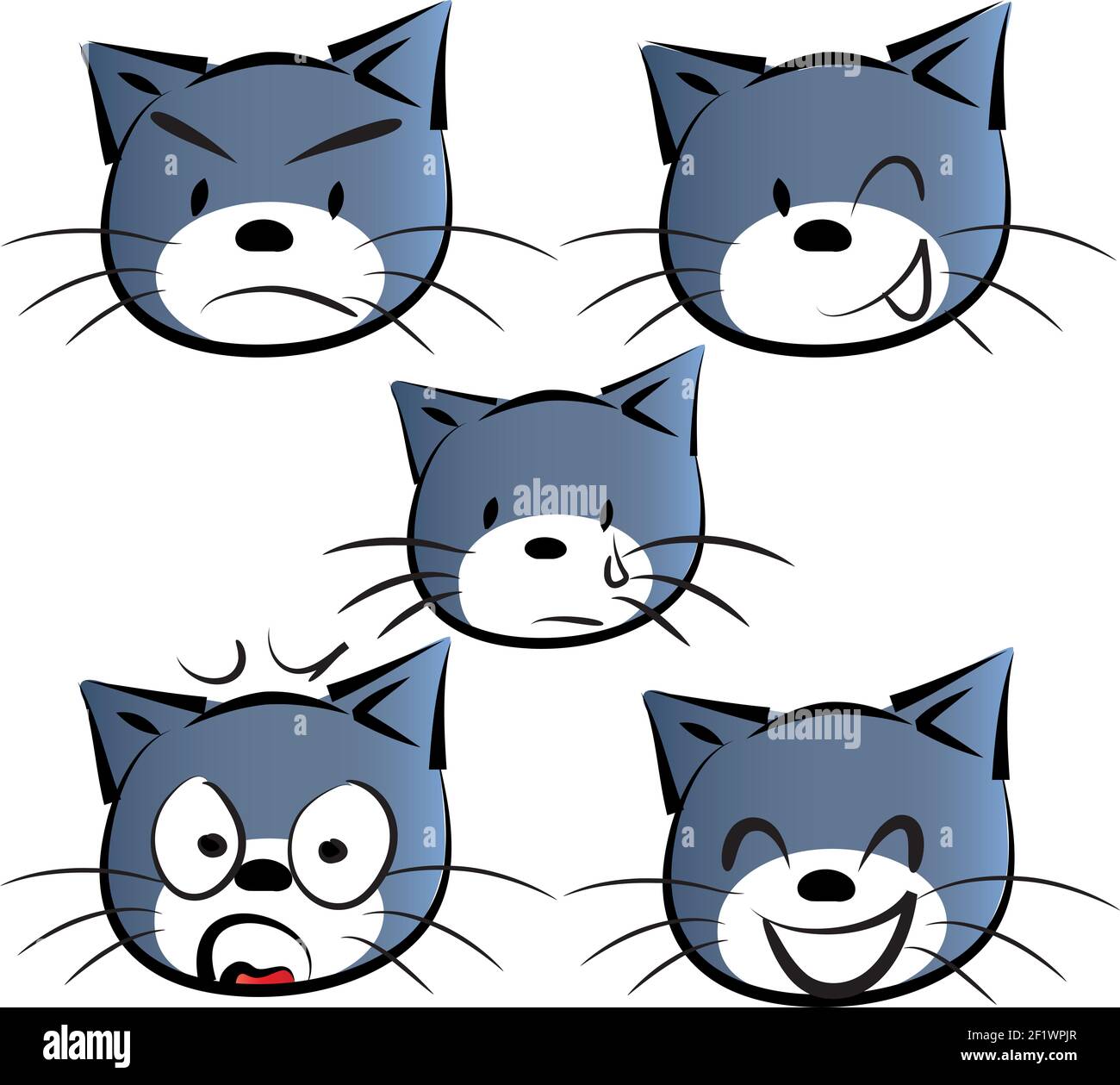 cartoon cat emoji set Stock Photo