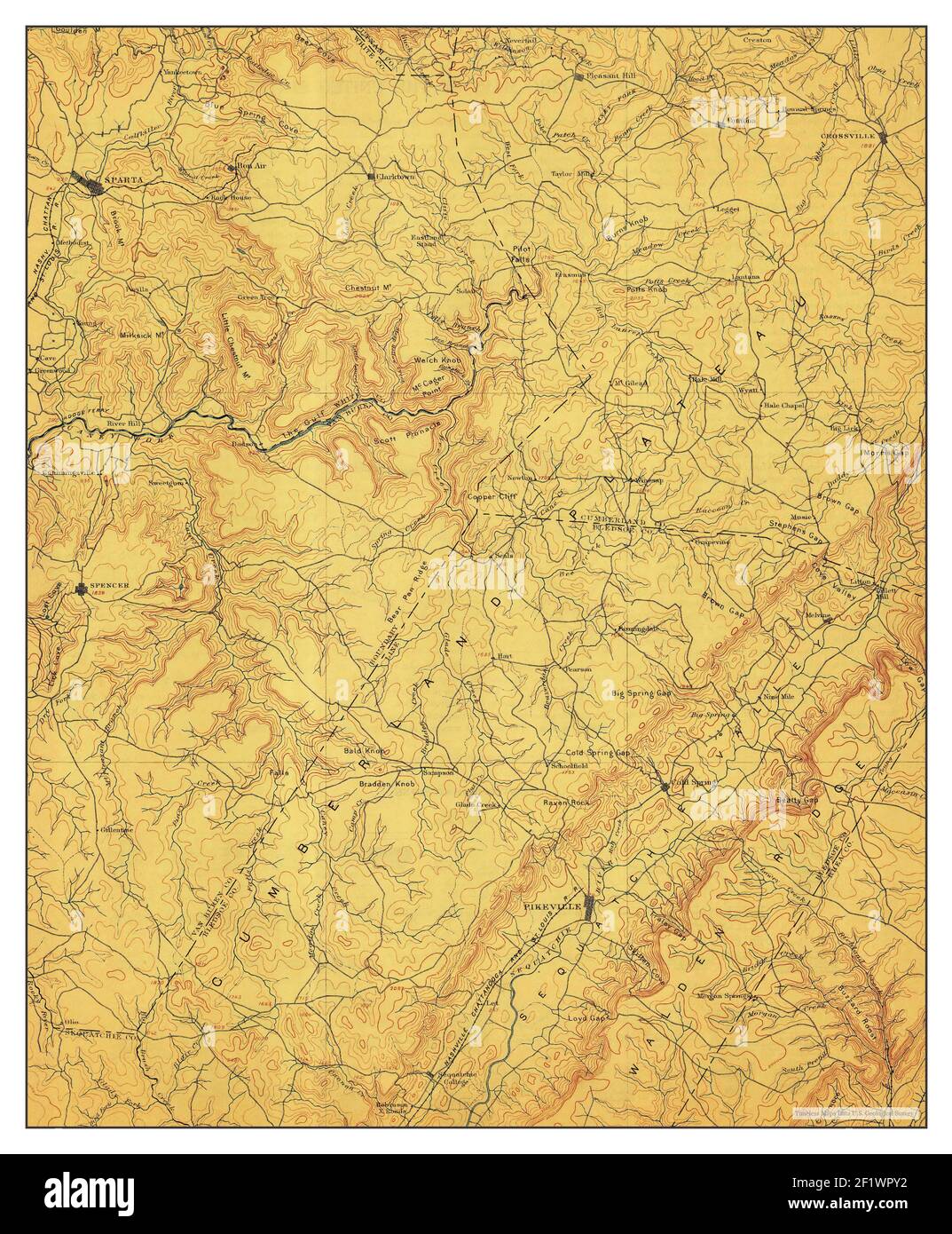Pikeville, Tennessee, map 1895, 1125000, United States of America by