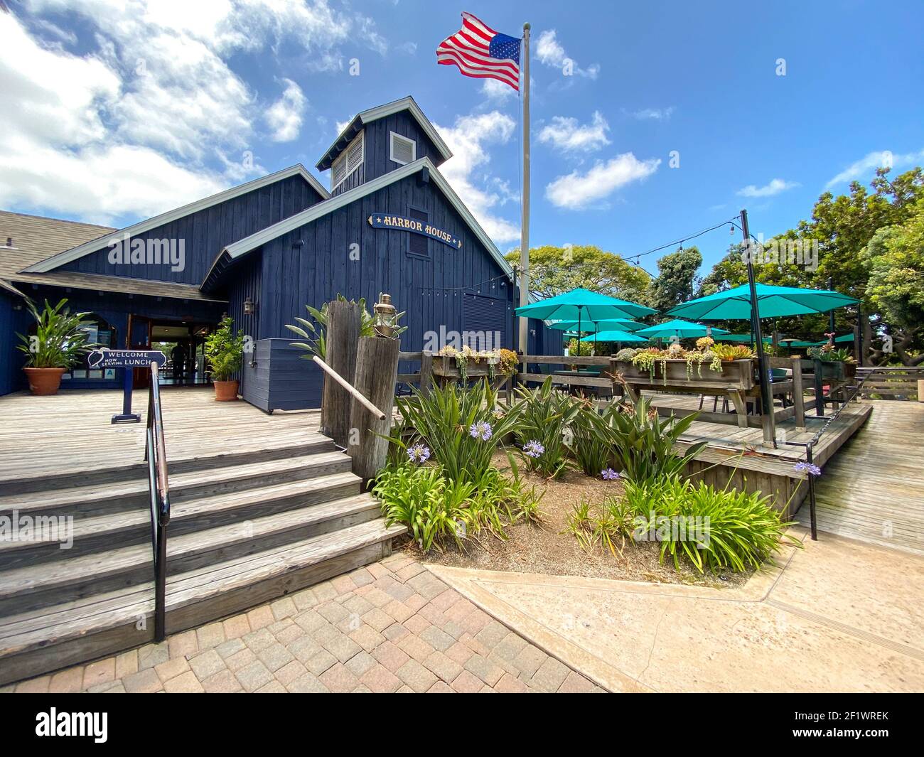 Harbor House Restaurant at the Seaport Village, waterfront shopping and dining complex in San Diego Stock Photo
