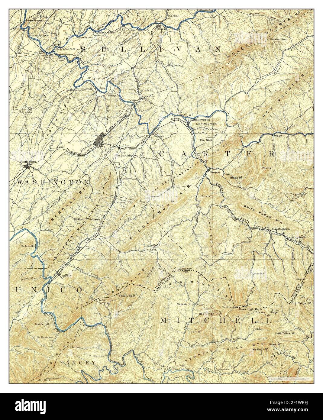 Roan Mountain, Tennessee, map 1891, 1125000, United States of America