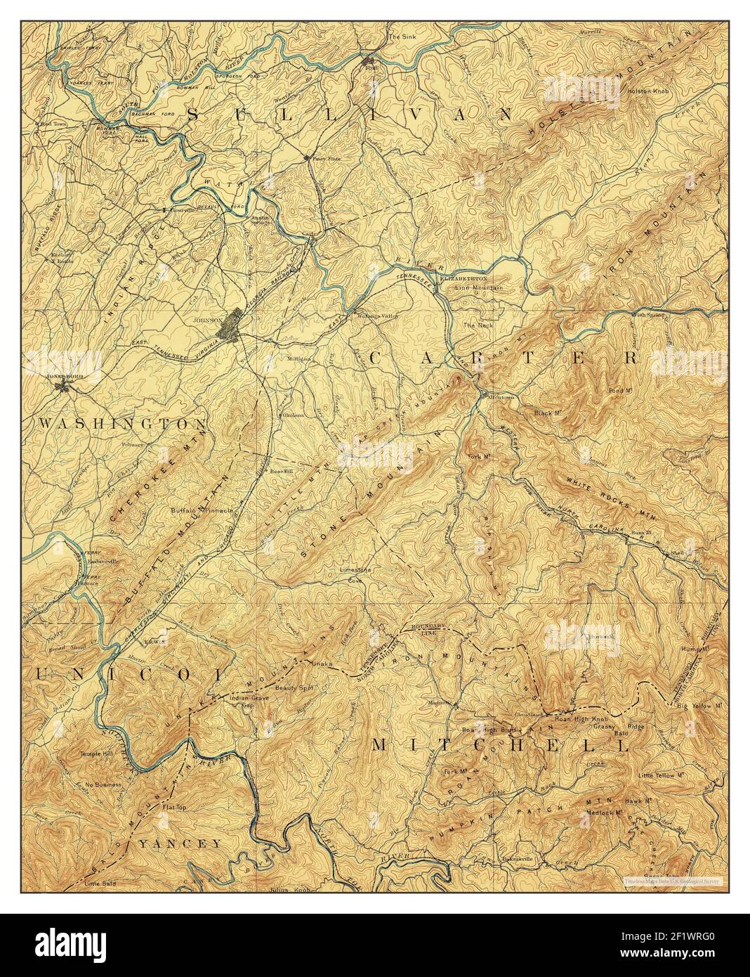 Roan Mountain, Tennessee, map 1894, 1125000, United States of America