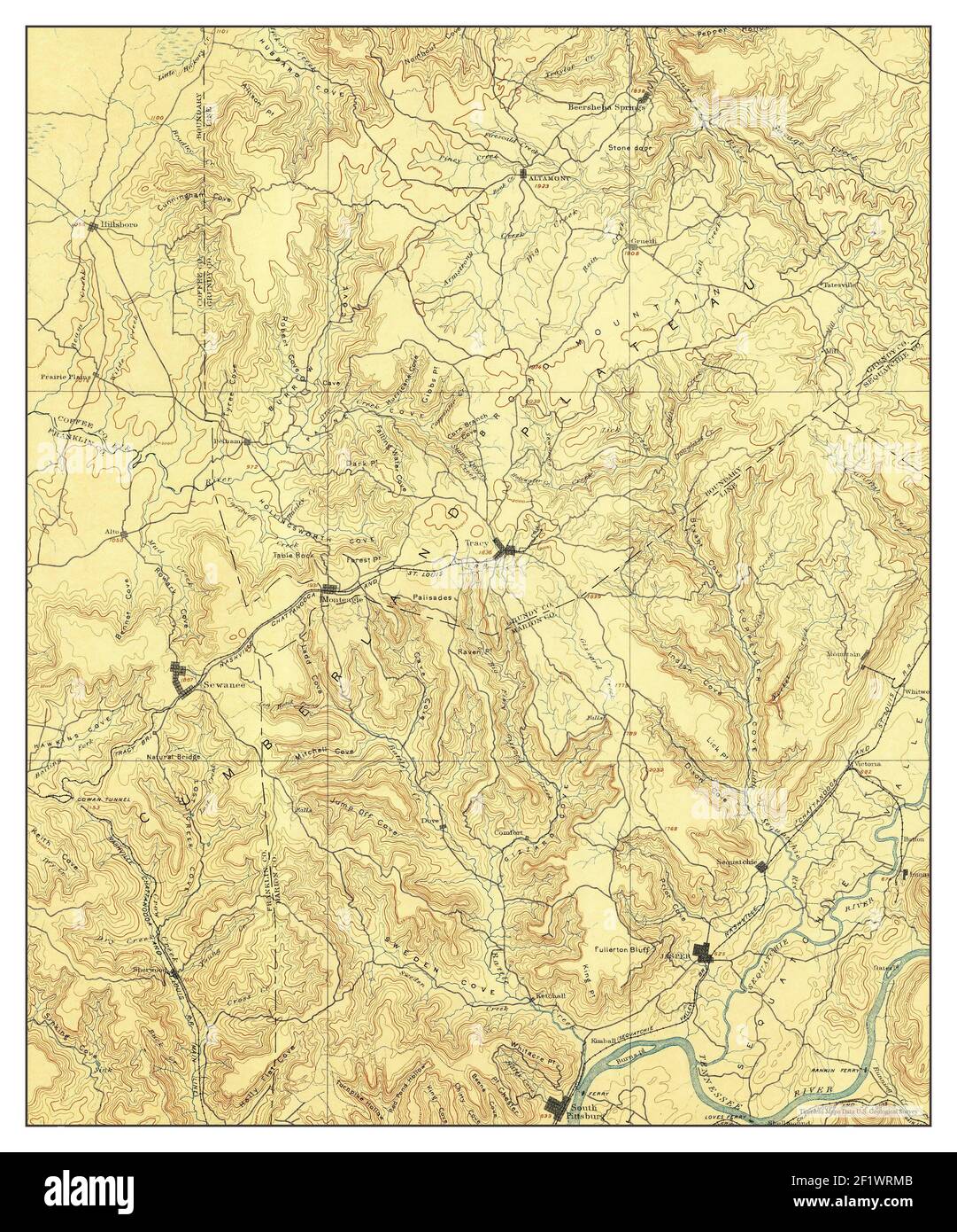 Sewanee, Tennessee, map 1895, 1125000, United States of America by