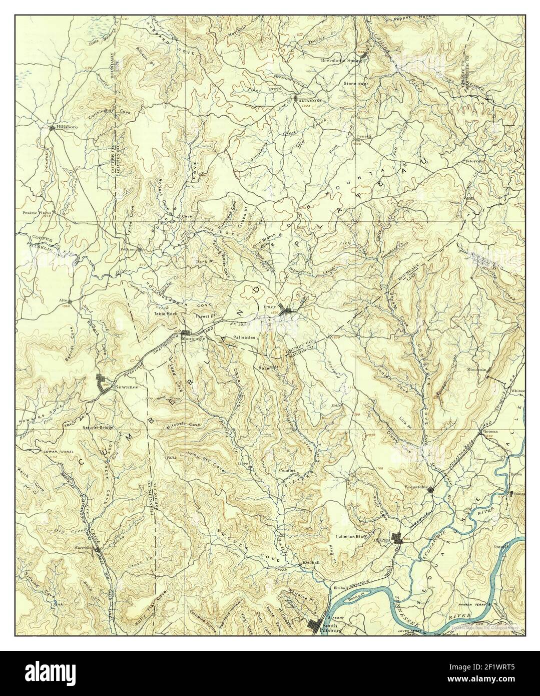 Sewanee, Tennessee, map 1895, 1125000, United States of America by