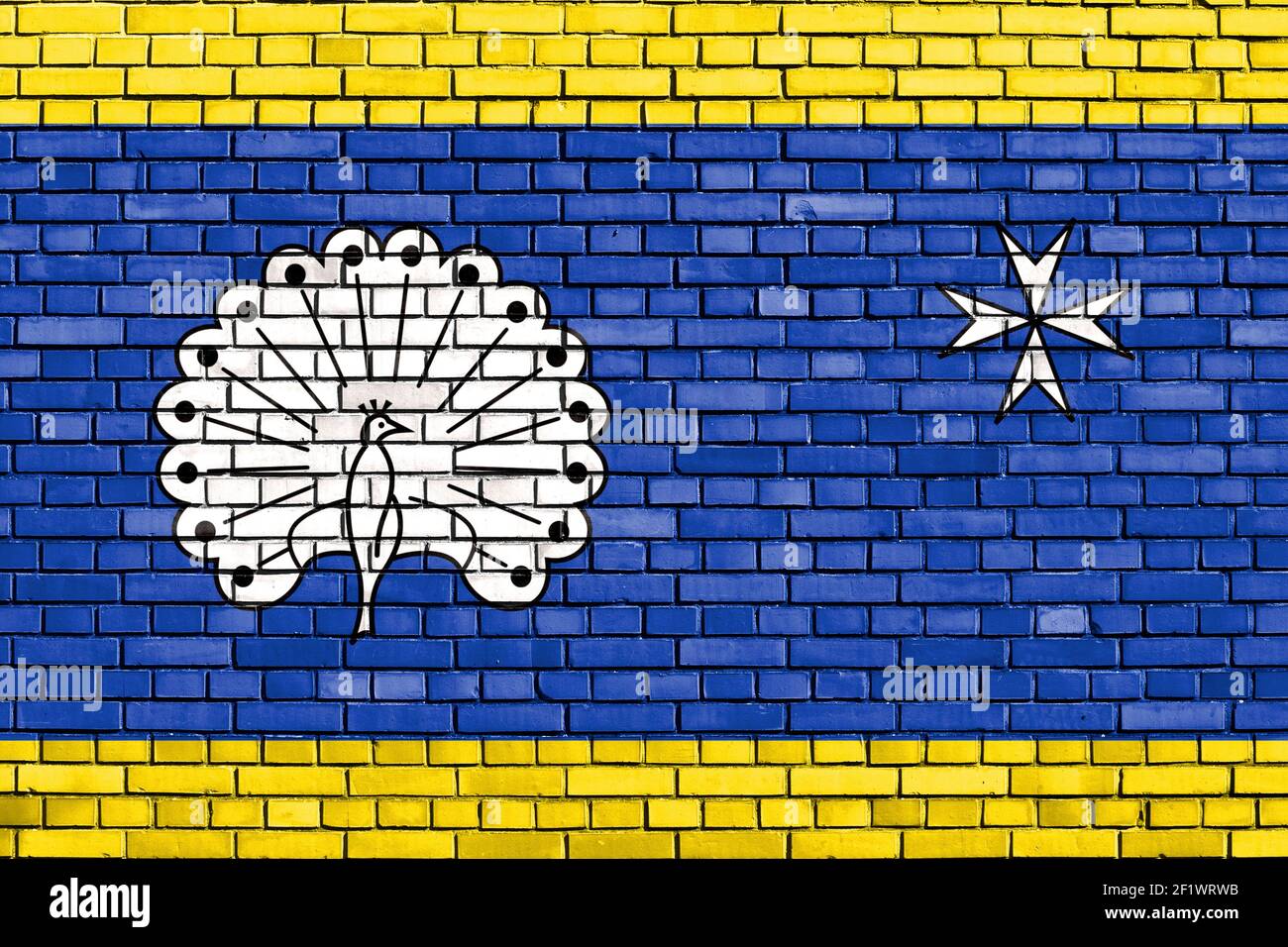 flag of Ermelo painted on brick wall Stock Photo