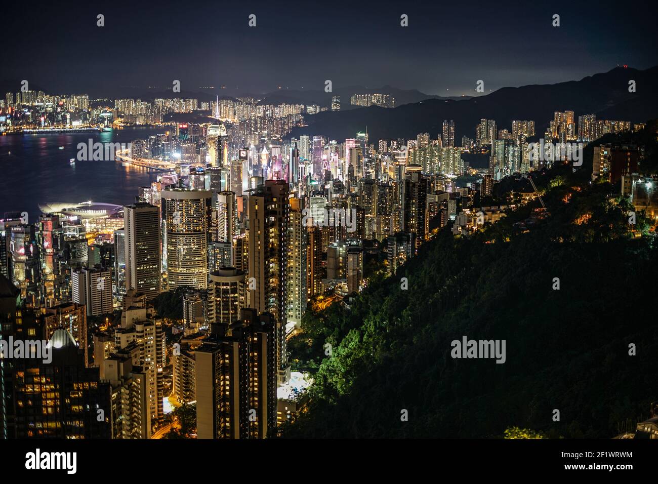 Hong Kong night view seen from Victoria Peak Stock Photo - Alamy