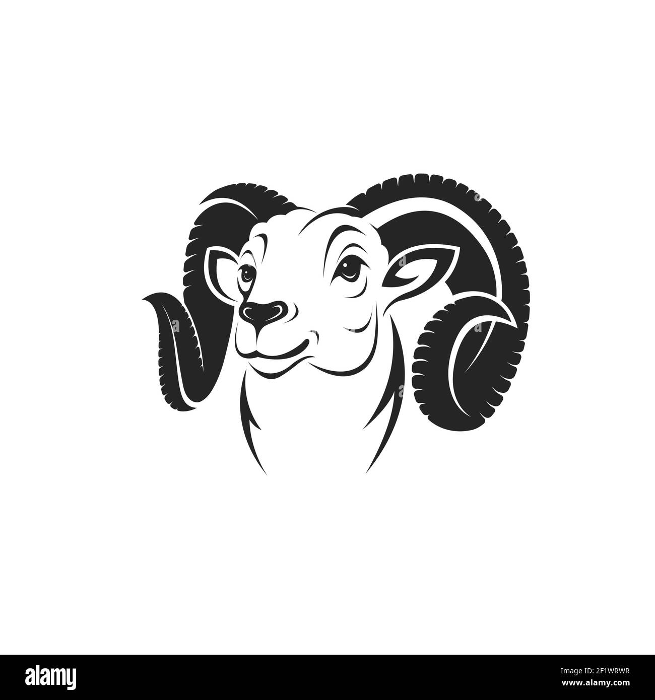 Vector of bighorn ram head on white background. Easy editable layered vector illustration. Wild Animals. Stock Vector