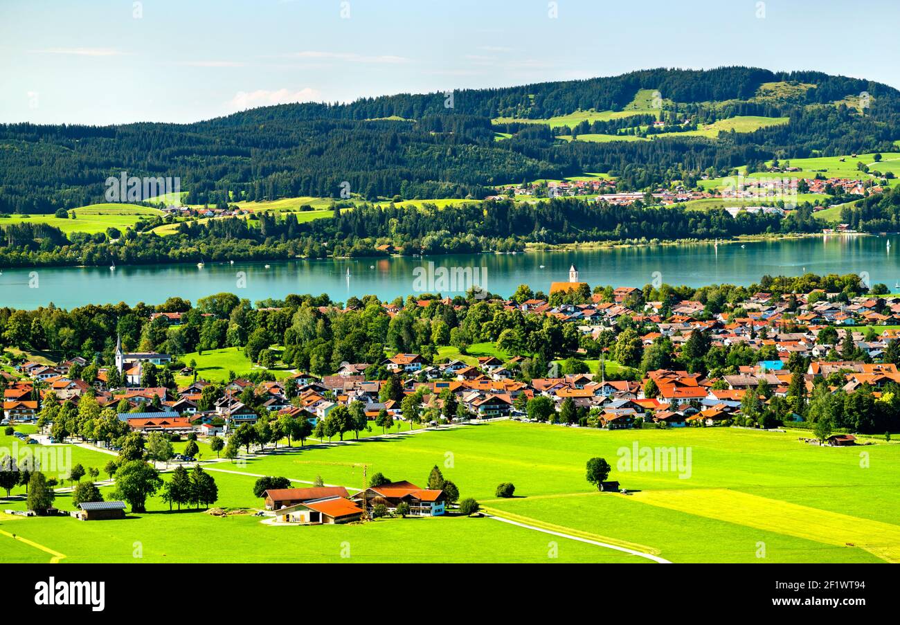 Schwangau with the Forggensee Lake near Neuschwanstein Castle in Germany Stock Photo