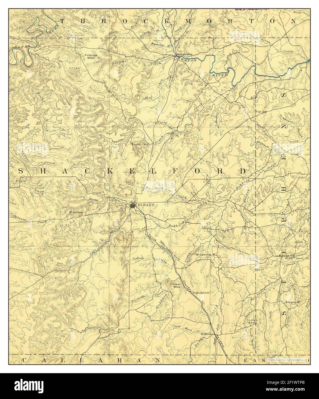 Albany, Texas, map 1892, 1125000, United States of America by Timeless