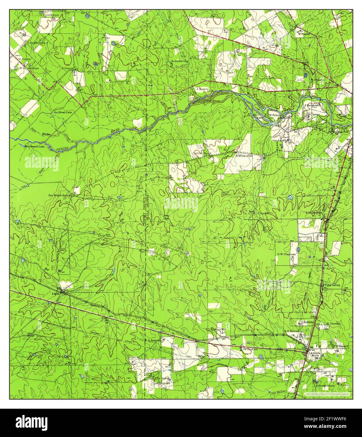 Artesia Wells, Texas, map 1940, 1:62500, United States of America by Timeless Maps, data U.S. Geological Survey Stock Photo