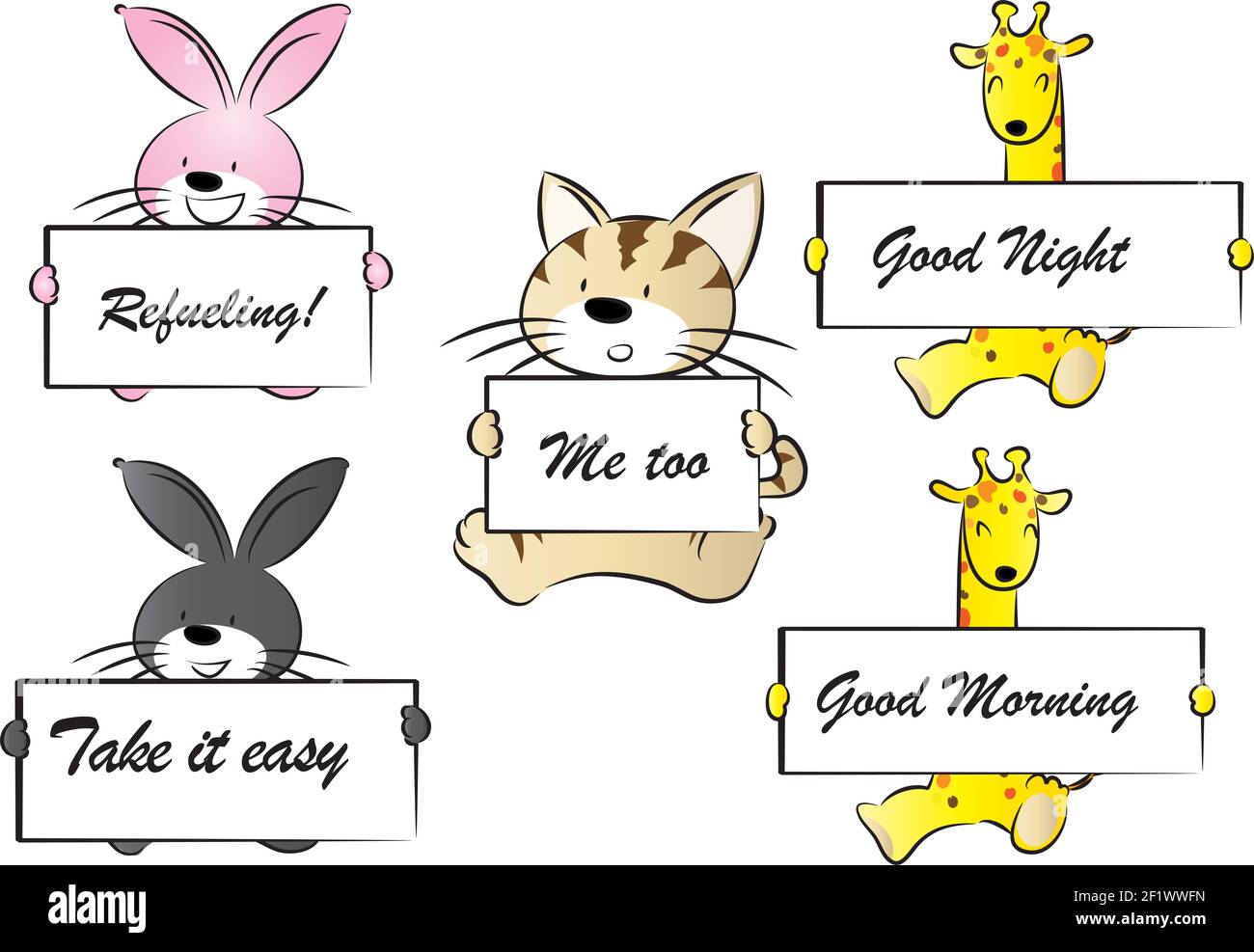 cartoon animals with greeting card Stock Photo