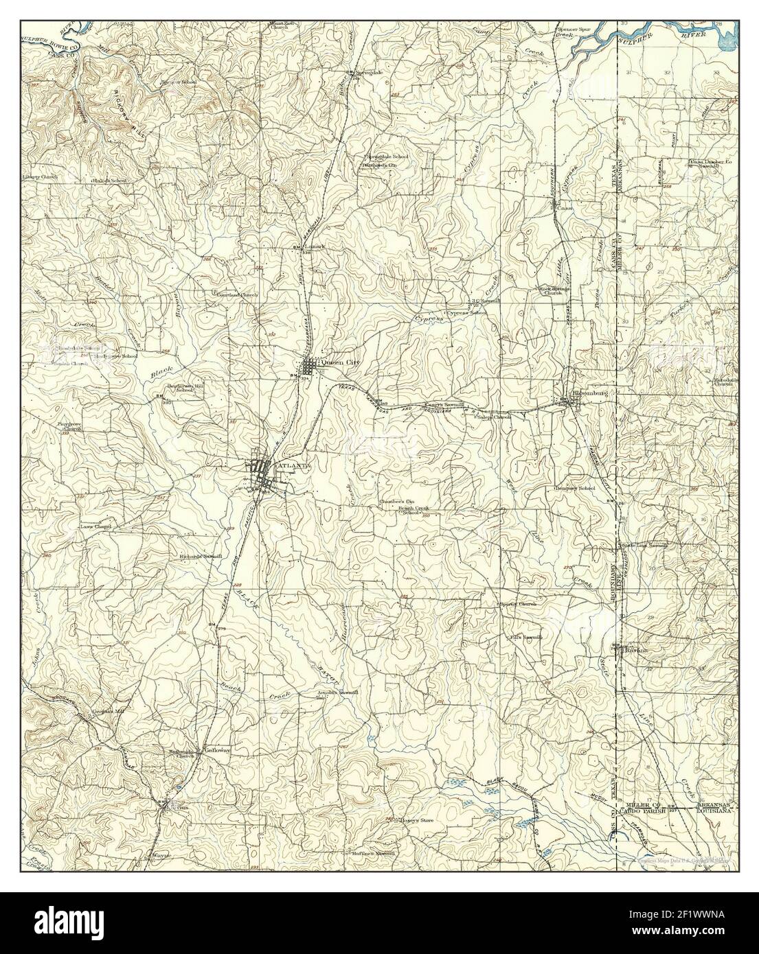 Atlanta, Texas, map 1907, 162500, United States of America by Timeless