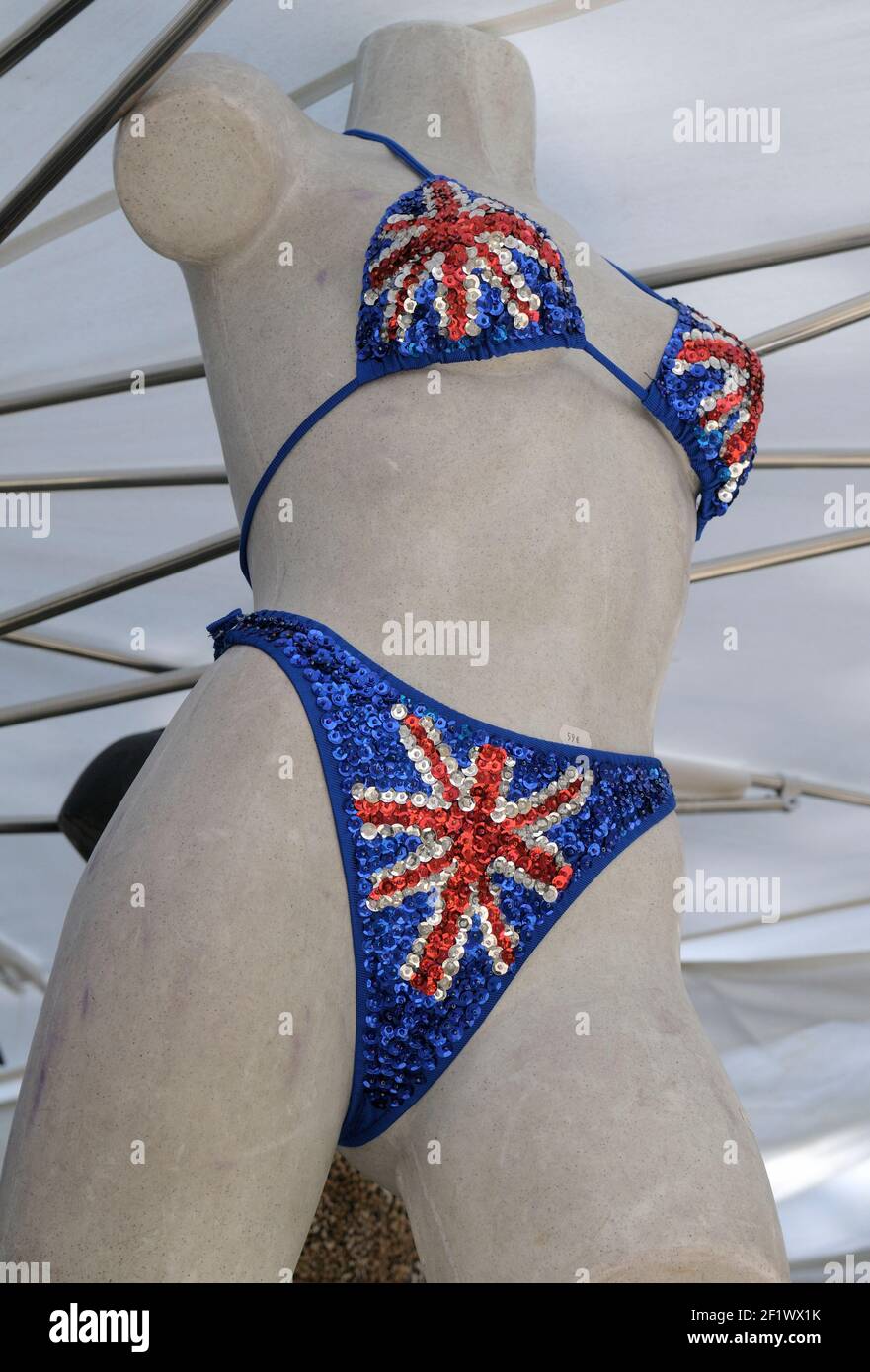 British Flag Bikini, Cours Mirabeau Market, Aix-en-Provence,  Provence-Alpes-Côte d'Azur, France Stock Photo - Alamy